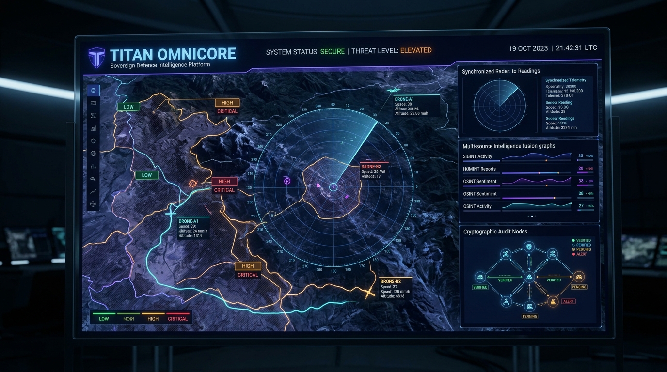 T.I.T.A.N. OMNICORE Defence Intelligence Platform Interface